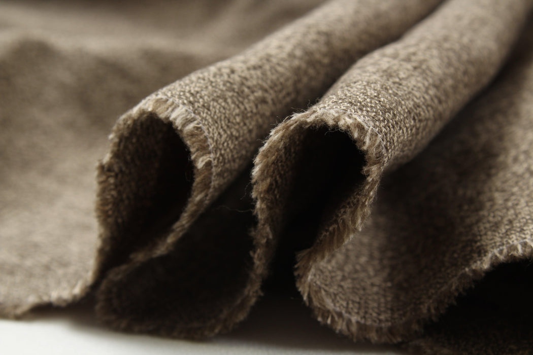 Linen and Ecovero Viscose Twill for Bottoms and Jackets - Melange Brown-Fabric-FabricSight