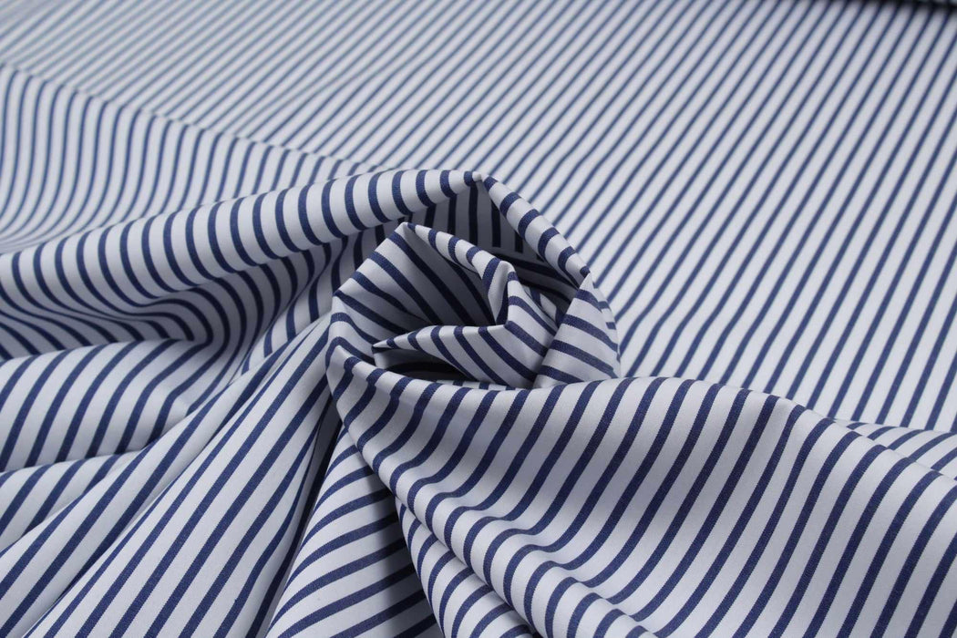 Luxury 100/2 BCI Cotton Pinstripes Poplin - 10 designs available - classic blue-Fabric-FabricSight