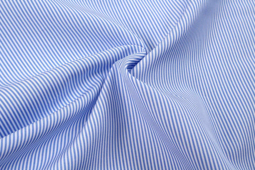 Luxury 100/2 BCI Cotton Pinstripes Poplin - 10 designs available - classic blue-Fabric-FabricSight