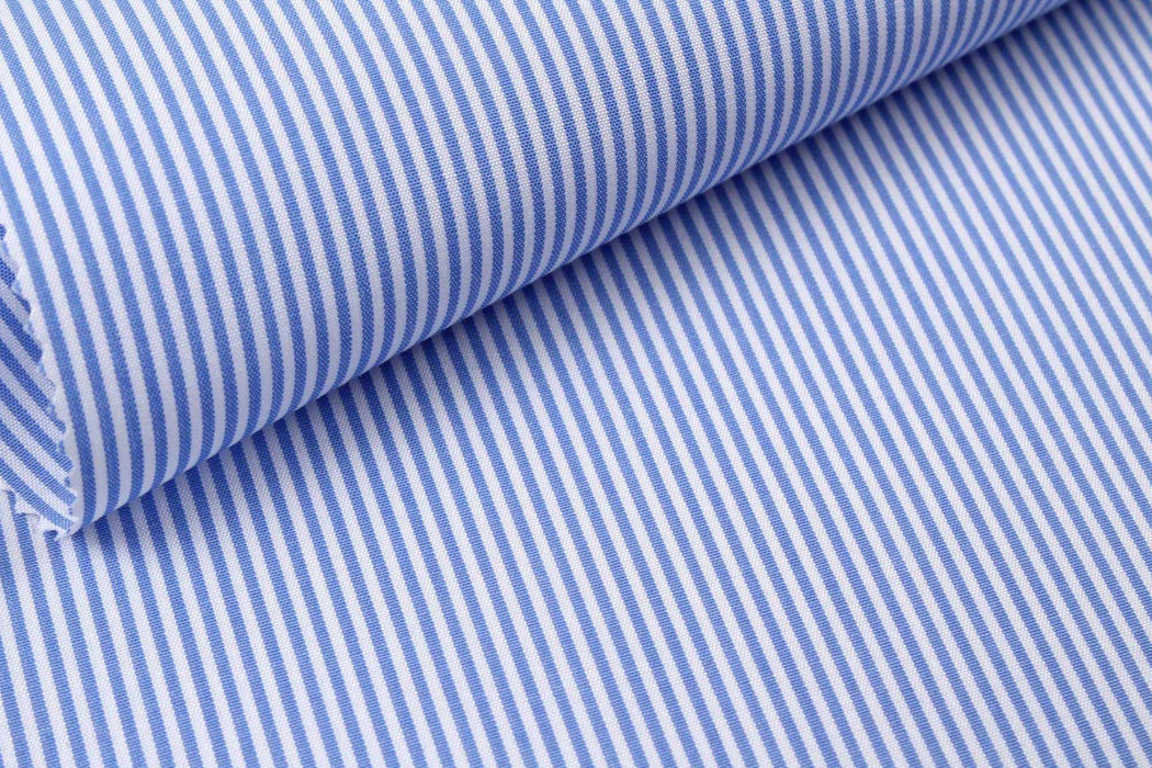 Luxury 100/2 BCI Cotton Pinstripes Poplin - 10 designs available - classic blue-Fabric-FabricSight