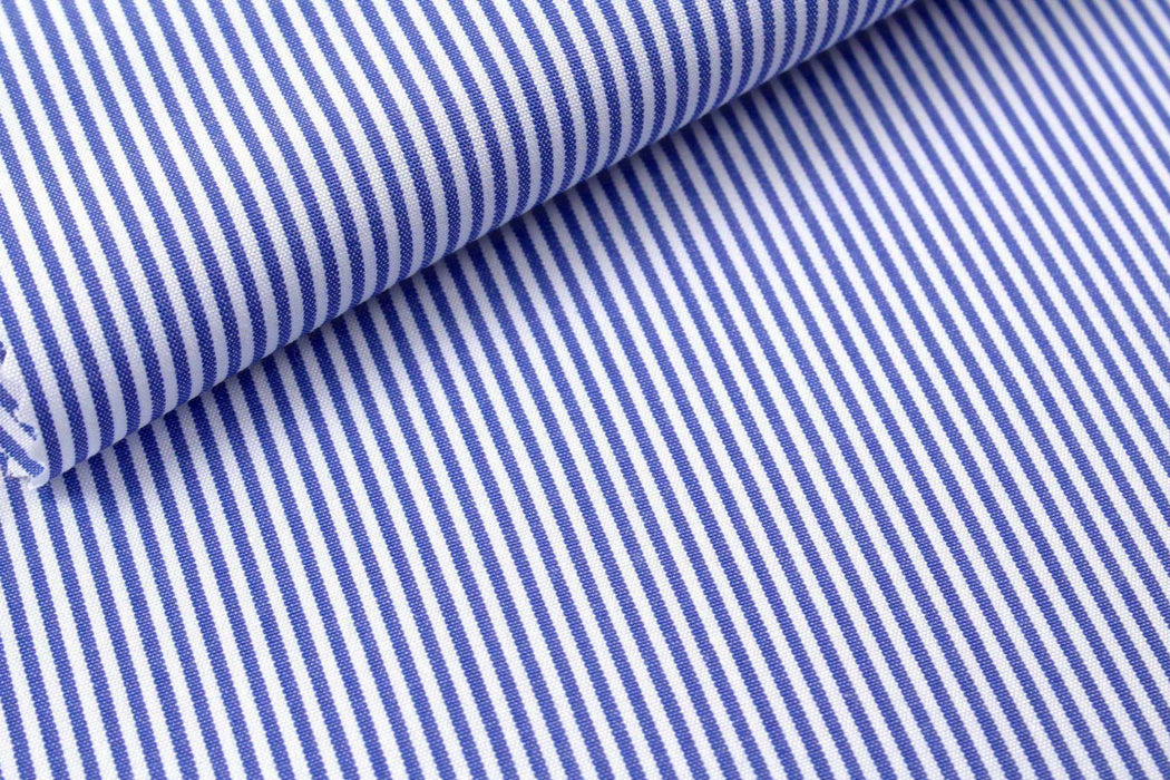 Luxury 100/2 BCI Cotton Pinstripes Poplin - 10 designs available - classic blue-Fabric-FabricSight
