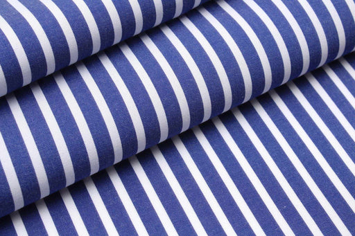 Luxury 100/2 BCI Cotton Pinstripes Poplin - Blue - Remnant-Remnant-FabricSight