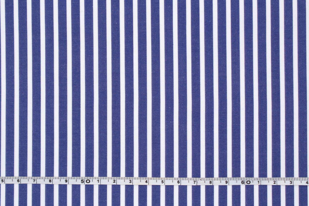 Luxury 100/2 BCI Cotton Pinstripes Poplin - Blue - Remnant-Remnant-FabricSight