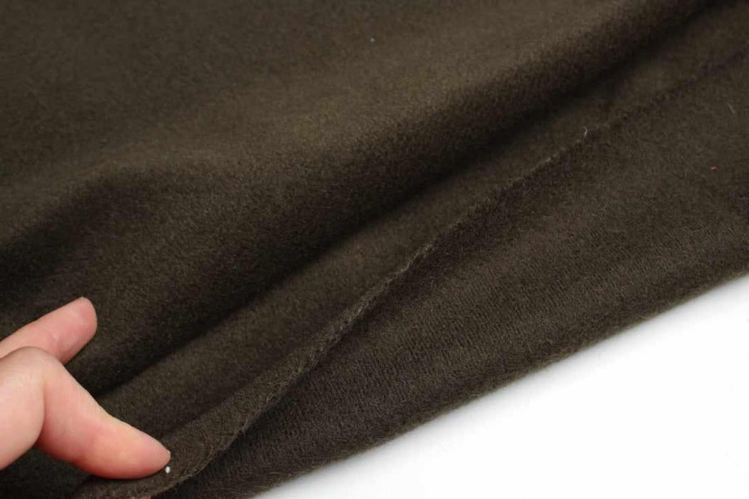Luxury Alpaca & Virgin Wool Coating – Khaki Green – Designer Deadstock-Fabric-FabricSight