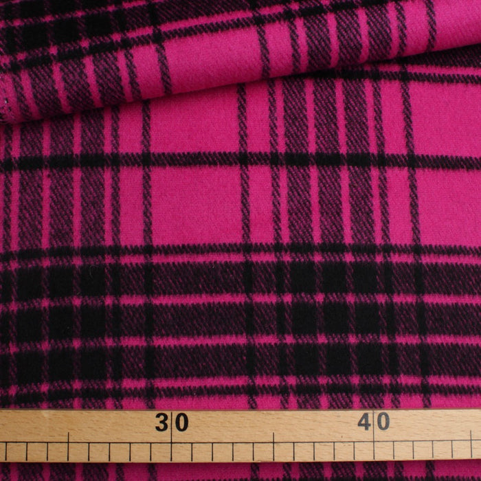Luxury Brushed Double-Face Jacket Fabric – Black & Pink – Designer Stock-Fabric-FabricSight