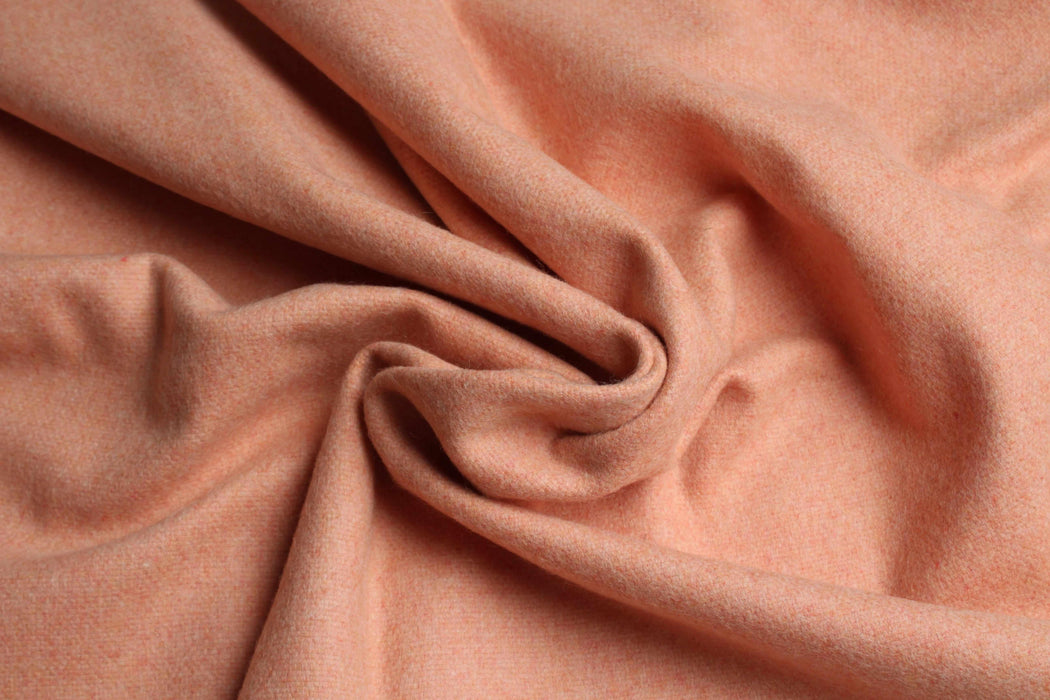 Luxury Brushed Wool Blend for Outwear - Coral Orange-Fabric-FabricSight
