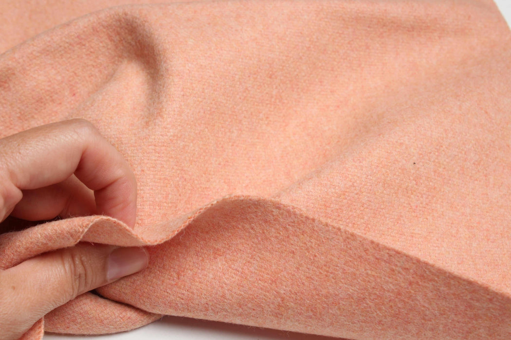 Luxury Brushed Wool Blend for Outwear - Coral Orange-Fabric-FabricSight