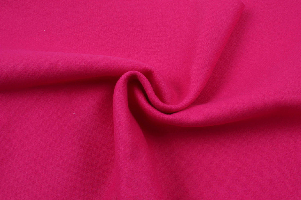 Luxury Brushed Wool Blend for Outwear - Fuchsia-Fabric-FabricSight