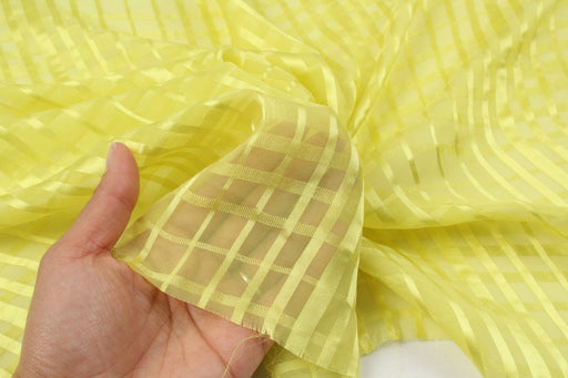 Luxury Chiffon Silk - Irregular Yellow Checks-Fabric-FabricSight