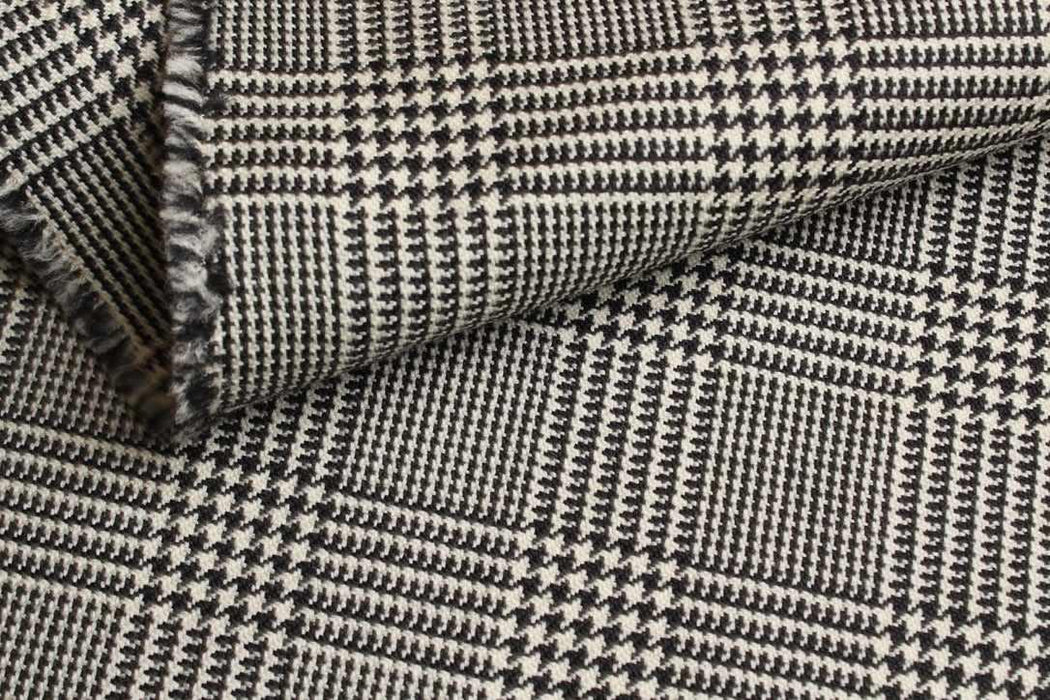 swatch-Luxury Double-Face Prince of Wales Wool – Structured Pure Wool – Designer Stock-Fabric-FabricSight