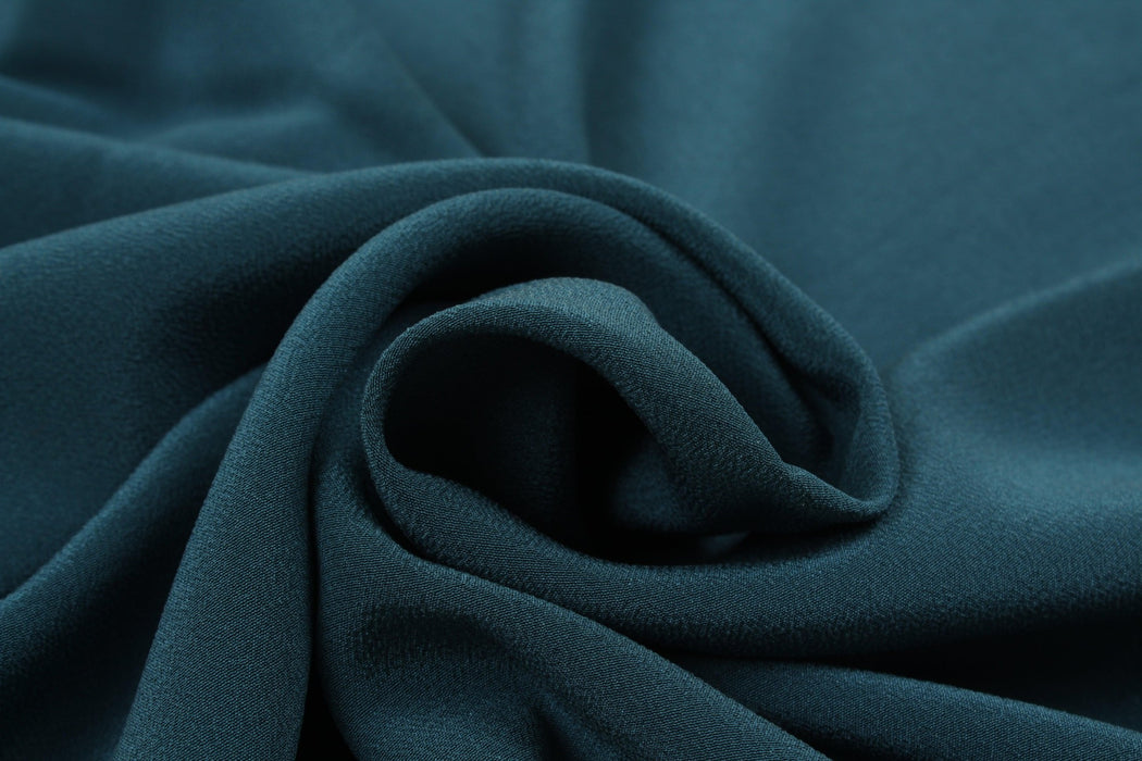 Luxury Silk Crepe de Chine - Light-Weight - Petrol Blue-Fabric-FabricSight