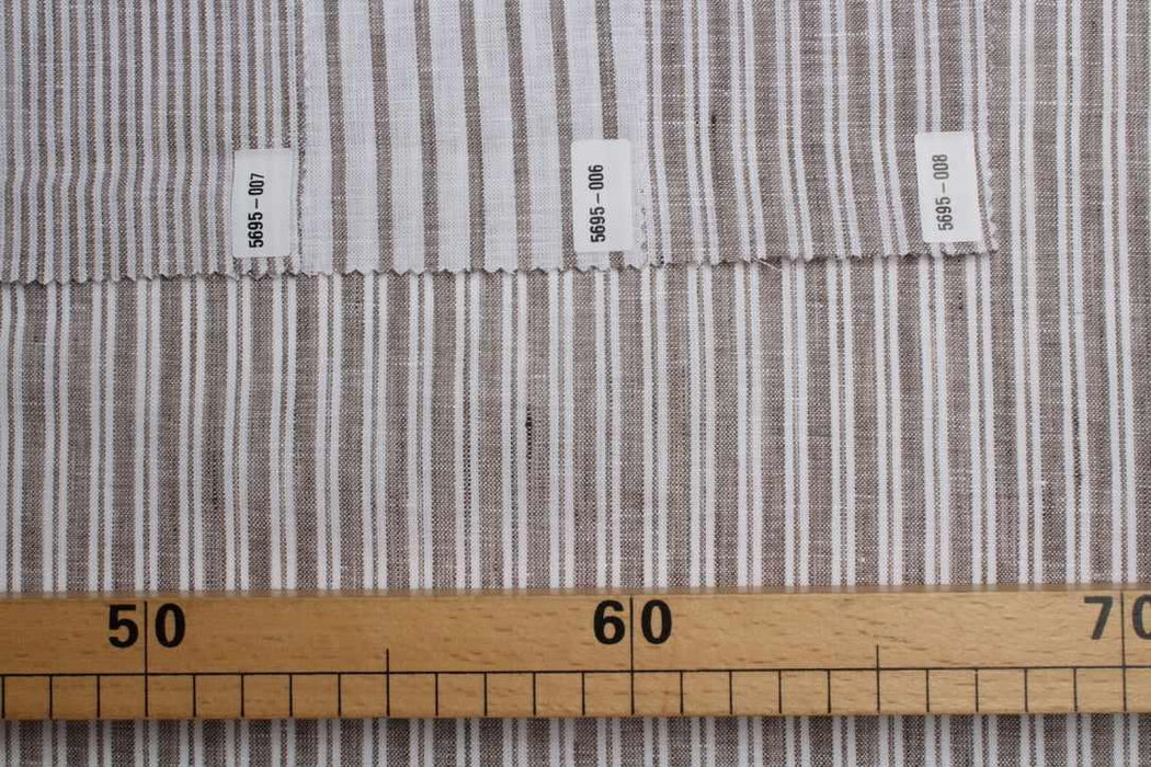 Luxury Yarn Dyed Melange Linen Brown Stripes-Fabric-FabricSight