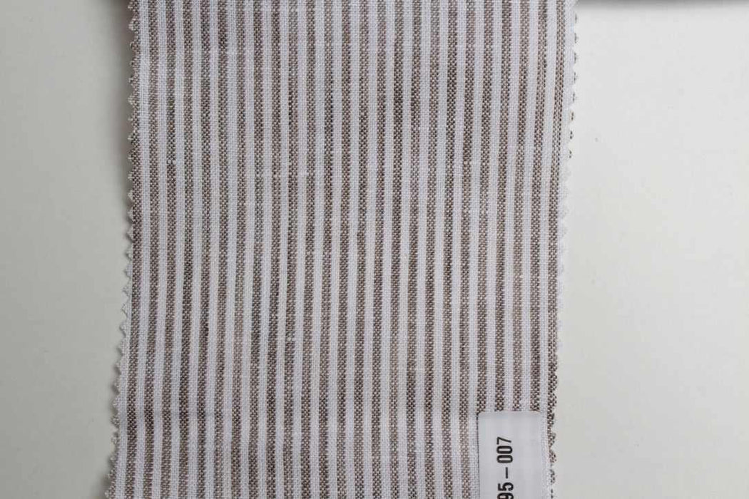 Luxury Yarn Dyed Melange Linen Brown Stripes-Fabric-FabricSight