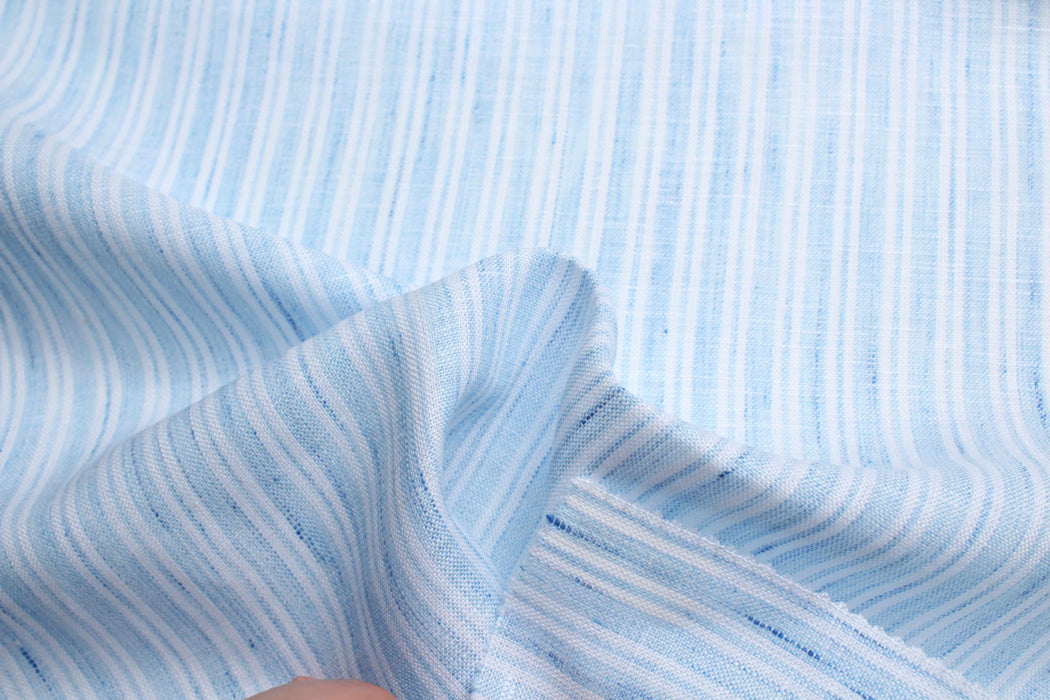 swatch-Yarn Dyed Melange Linen Stripes-Fabric-FabricSight
