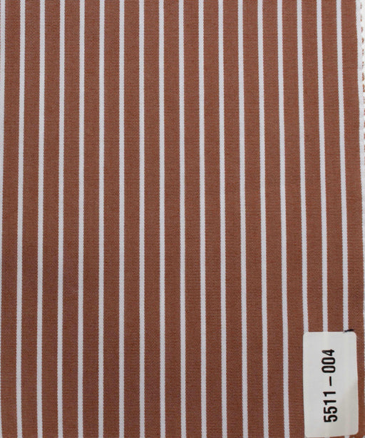 Matte Striped Stretch Cotton Poplin – Brown & White-Fabric-FabricSight