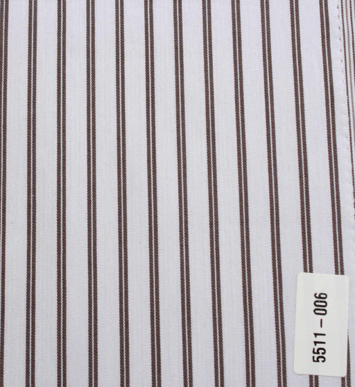 Matte Striped Stretch Cotton Poplin – Brown & White-Fabric-FabricSight