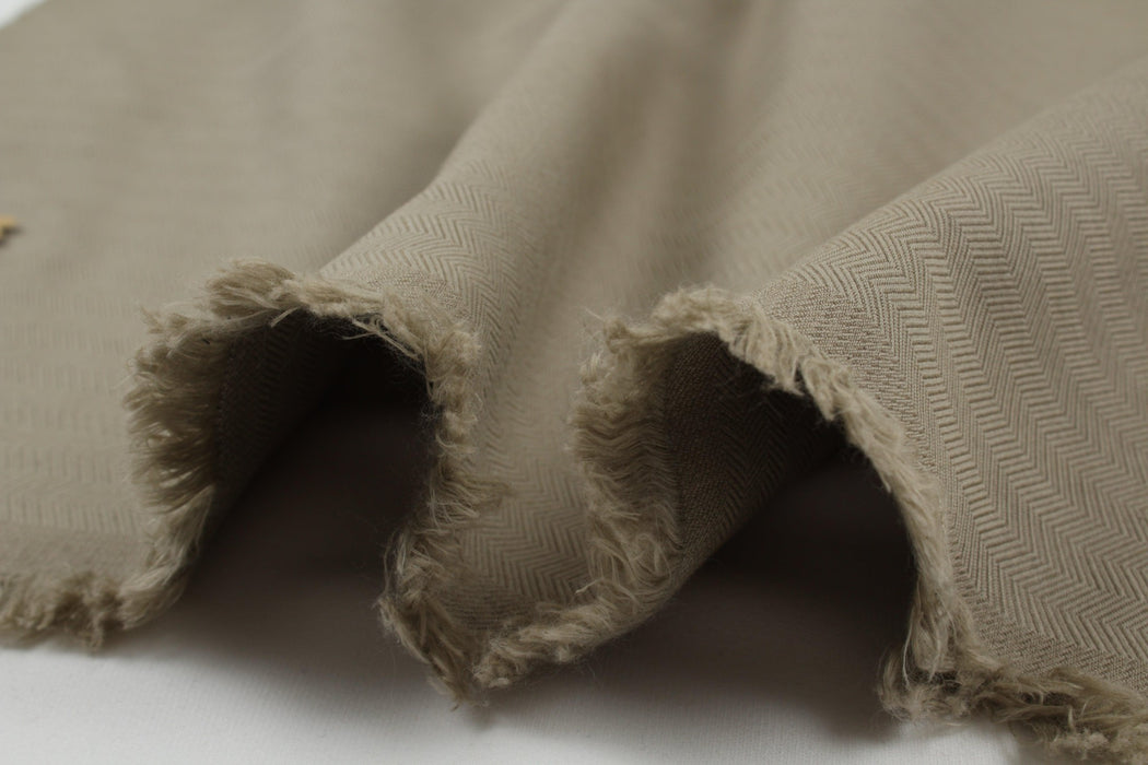 Medium-weight Herringbone Cotton - Beige-Fabric-FabricSight
