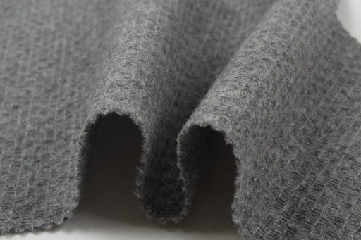 Melange Recycled Wool for Outwear - Geometric Pattern - Grey-Fabric-FabricSight