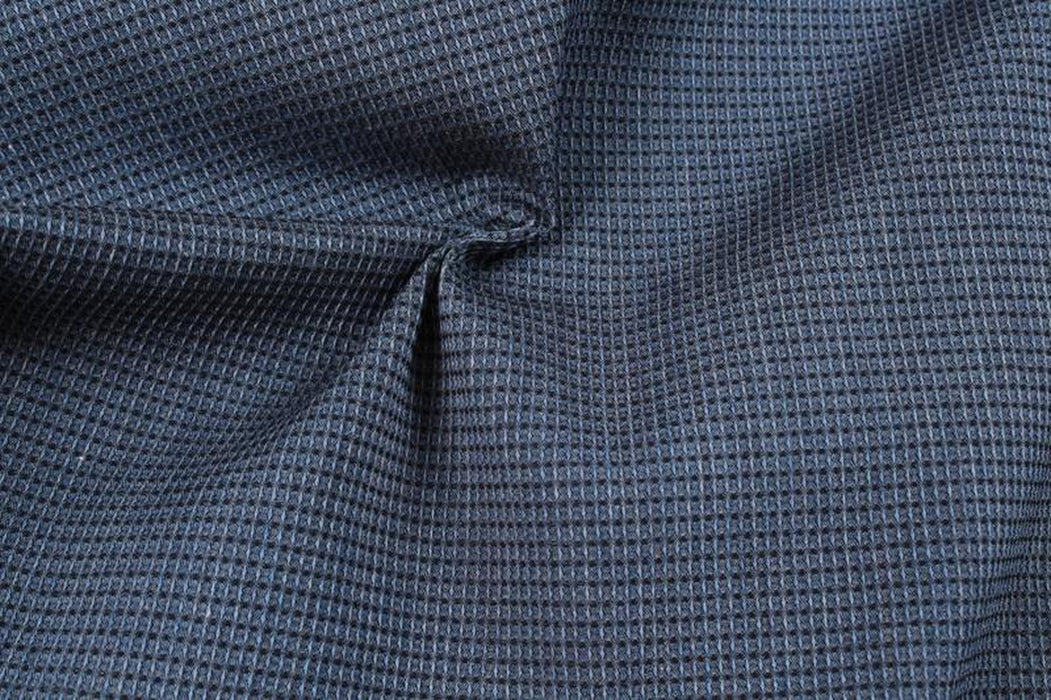Micro Pattern Shirting Cotton Blend Indigo Imitation - Stretch-Fabric-FabricSight