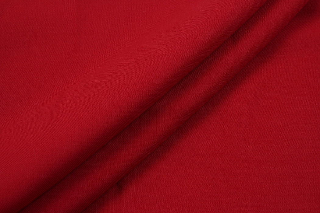 Mid-Weight Stretch Virgin Wool for Blazers and Bottoms - Red-Fabric-FabricSight