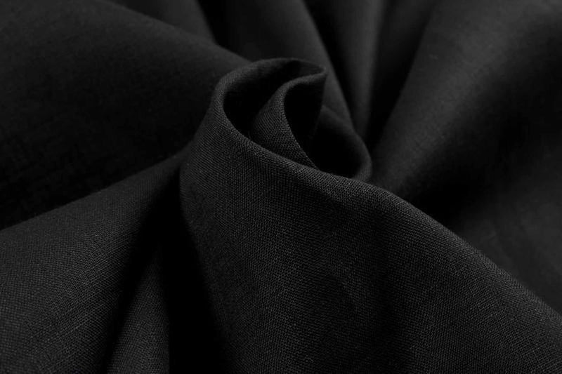Natural Hemp for Jackets and Bottoms - Black (1.3 Mts Remnant)-Remnant-FabricSight