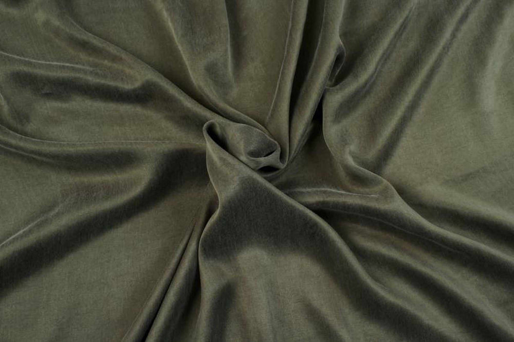 OFFER: Cupro Viscose Blend Twill, Vegan Certified - Military Green - 3 mts available-Surplus-FabricSight