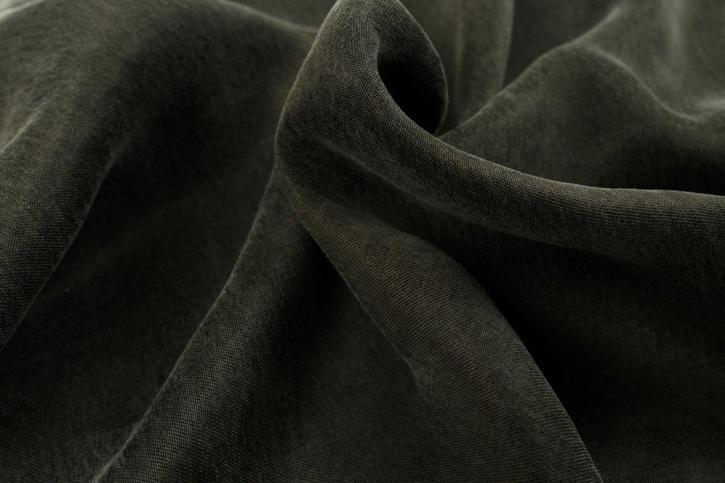 OFFER: Cupro Viscose Blend Twill, Vegan Certified - Very Dark Green - 1 meter-Surplus-FabricSight
