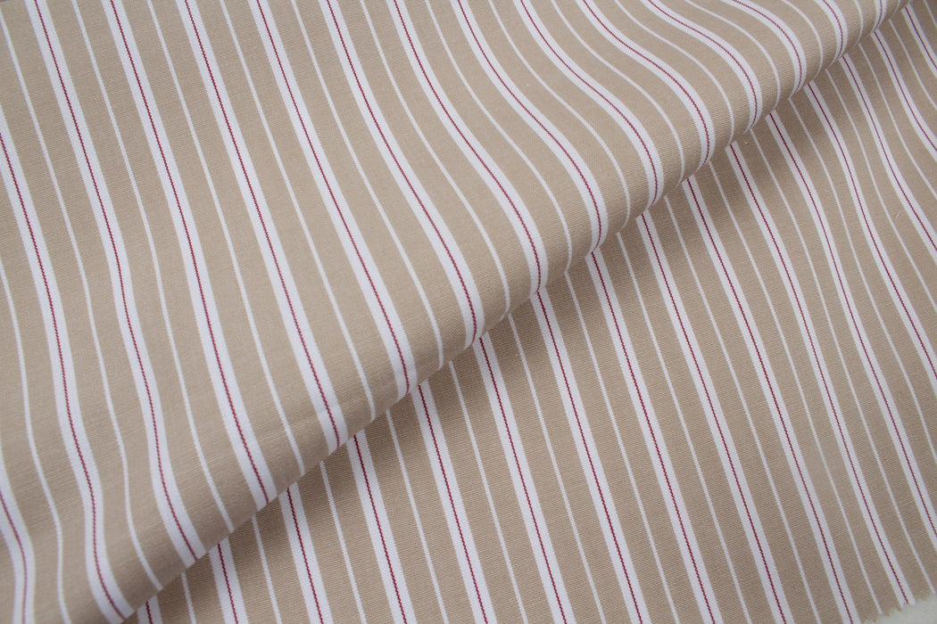 Organic Cotton Poplin Stripes - Beige - 3 Variants Available-Fabric-FabricSight
