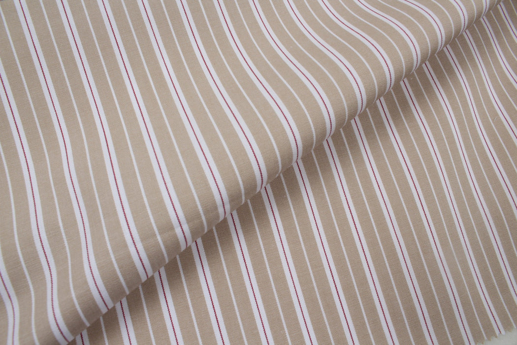 Organic Cotton Poplin Stripes - Beige - 3 Variants Available-Fabric-FabricSight