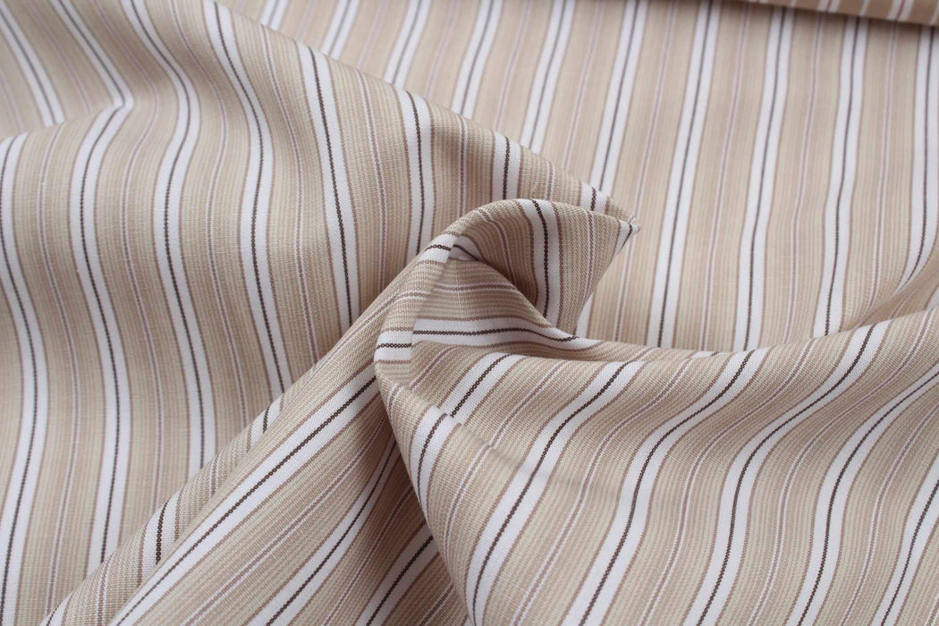 Organic Cotton Poplin Stripes - Beige - 3 Variants Available-Fabric-FabricSight