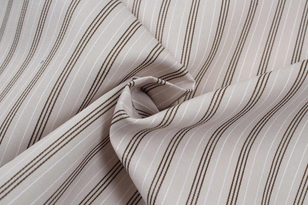 Organic Cotton Poplin Stripes - Beige - 3 Variants Available-Fabric-FabricSight