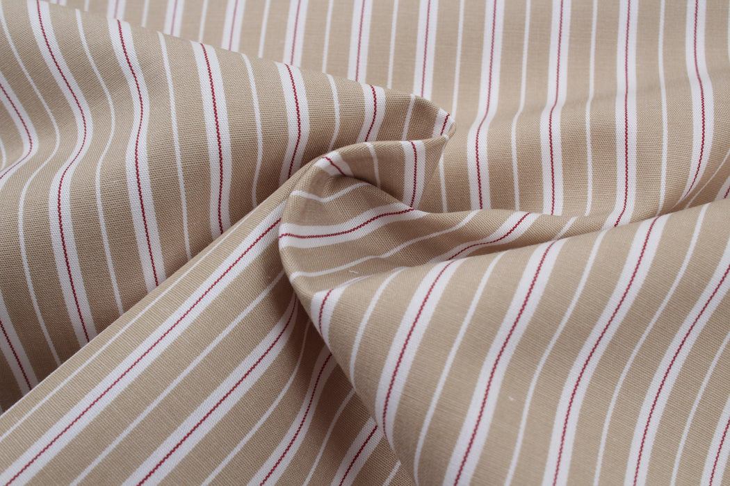 Organic Cotton Poplin Stripes - Beige - 3 Variants Available-Fabric-FabricSight