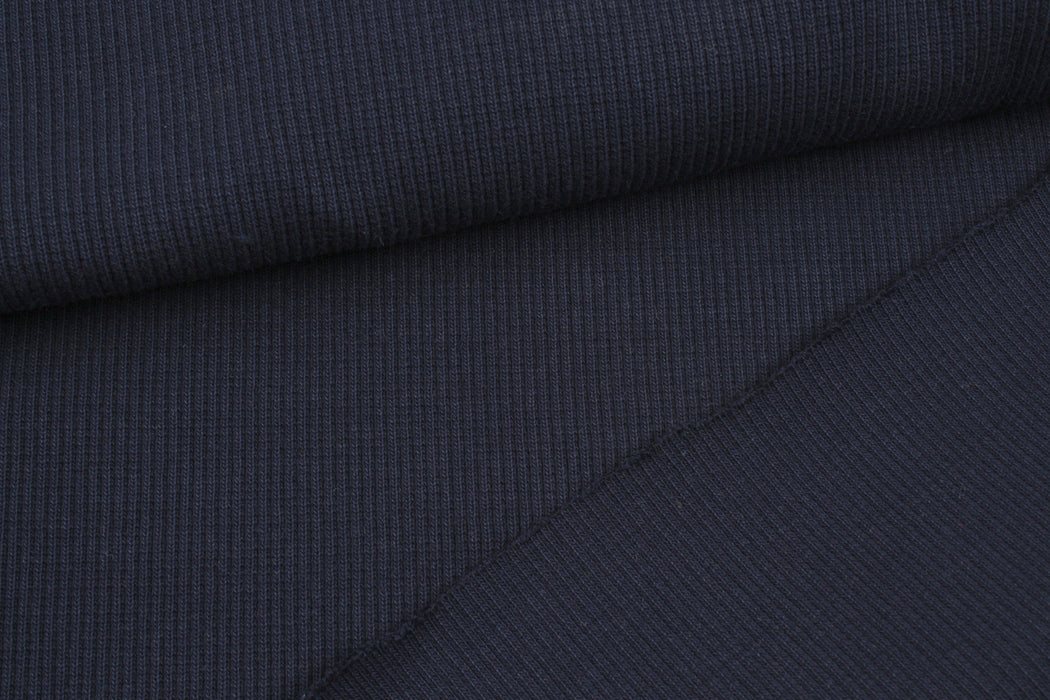 Organic Cotton Stretch Rib 2x2 - Navy-Fabric-FabricSight
