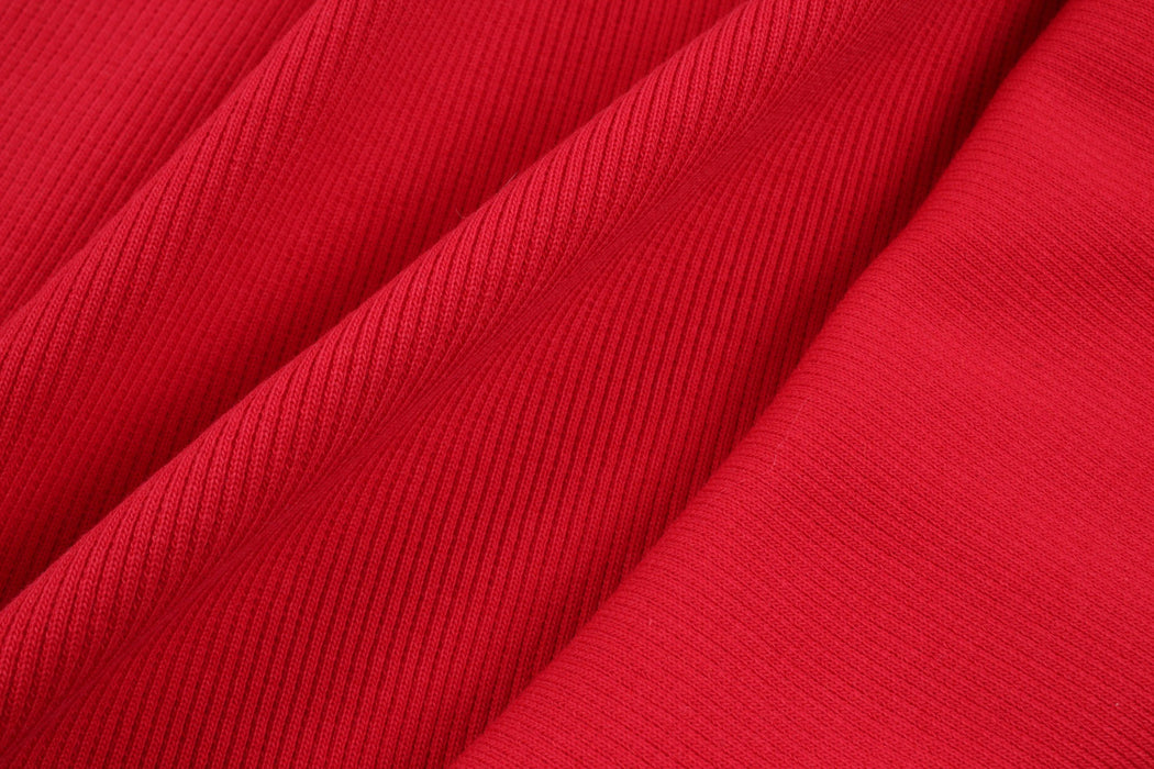 Organic Cotton Stretch Rib 2x2 - Red-Fabric-FabricSight
