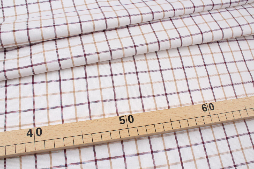 Organic Cotton Windowpane Twill Shirting-Fabric-FabricSight
