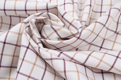 Organic Cotton Windowpane Twill Shirting-Fabric-FabricSight