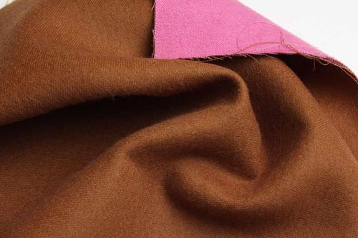Pink & Brown Double-Face Wool & Silk Flannel – Italian Designer Stock-Fabric-FabricSight