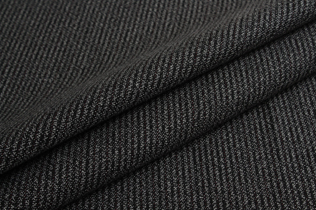 Pinstripes Tweed for Jackets and Bottoms - Wool and Cotton Blend-Fabric-FabricSight