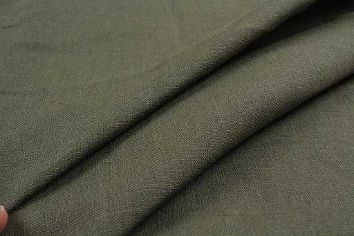 Premium European Linen Fabric – 185 g/m² – Khaki - Remnant-Remnant-FabricSight