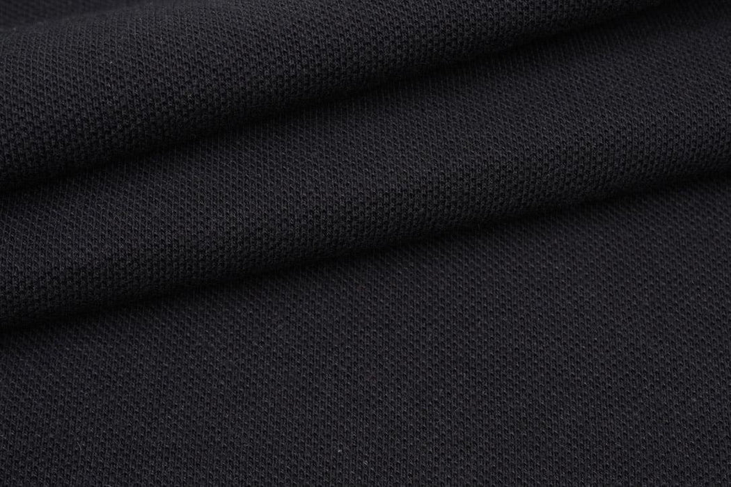 Premium Organic Cotton Piquet - Black-Fabric-FabricSight