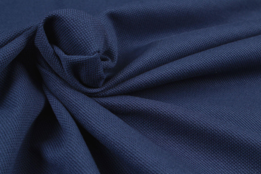 Premium Organic Cotton Piquet - Navy Blue-Fabric-FabricSight