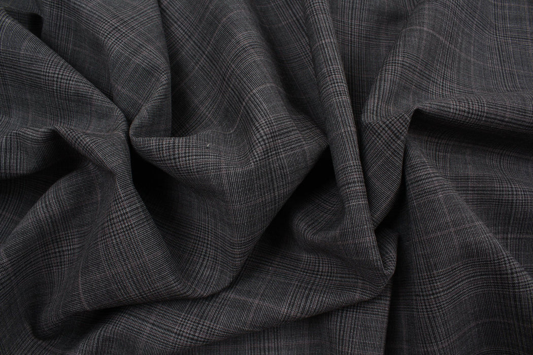 Prince of Wales Wool for Trousers - Grey Checks-Fabric-FabricSight