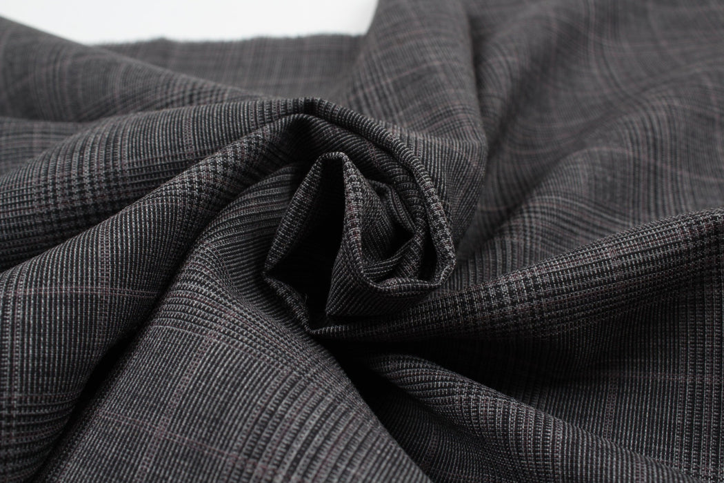 Prince of Wales Wool for Trousers - Grey Checks-Fabric-FabricSight