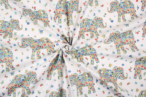 Printed Cotton Satin - Flowers and Elephants-Fabric-FabricSight