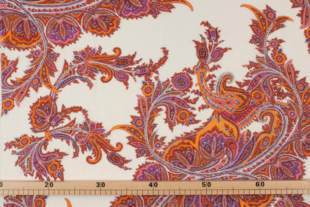 Printed Cotton Silk Gauze - Paisley-Surplus-FabricSight