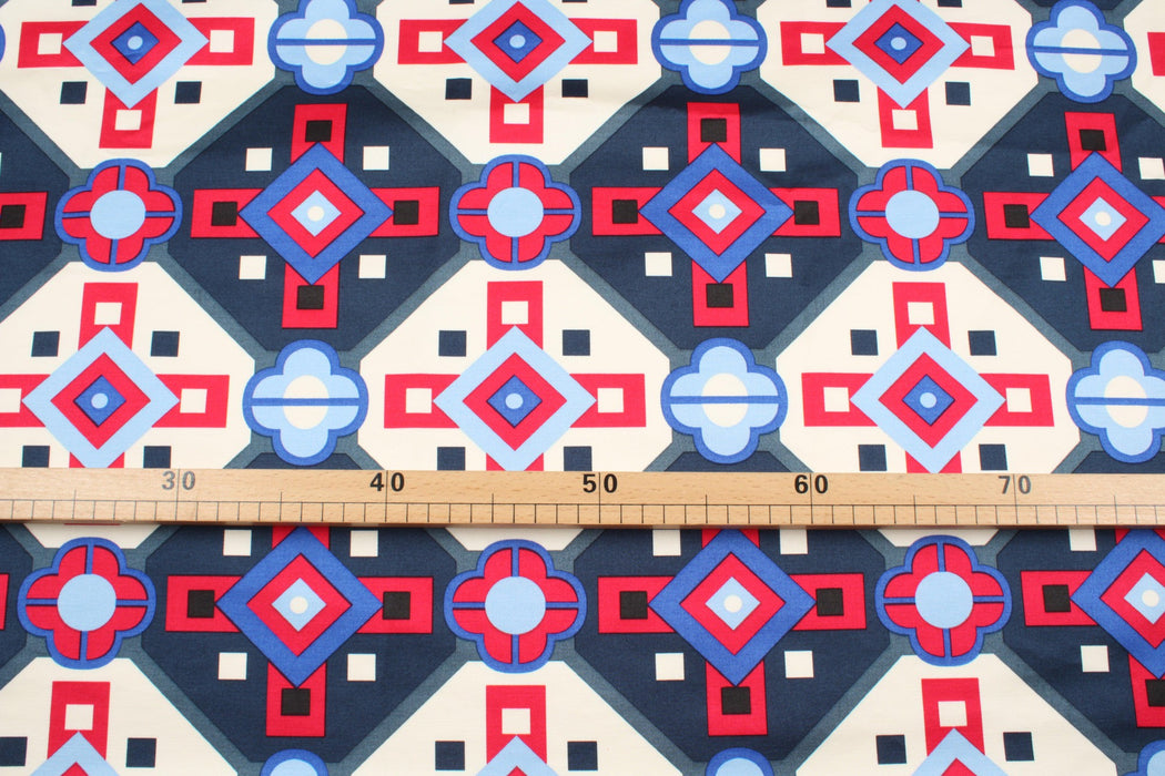 Printed Cotton Viscose Satin - Geometric - M.O.Q 30 Mts-Fabric-FabricSight