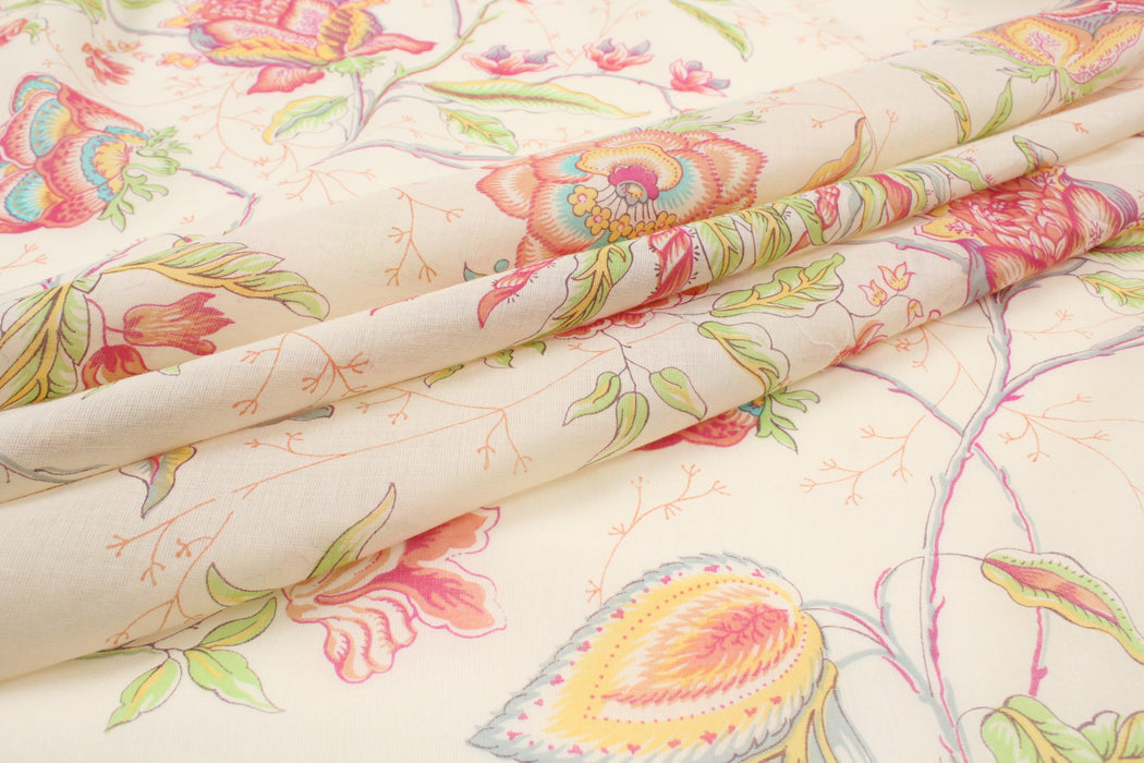 Printed Cotton Voile - Indian Flowers - M.O.Q 30 Mts-Fabric-FabricSight
