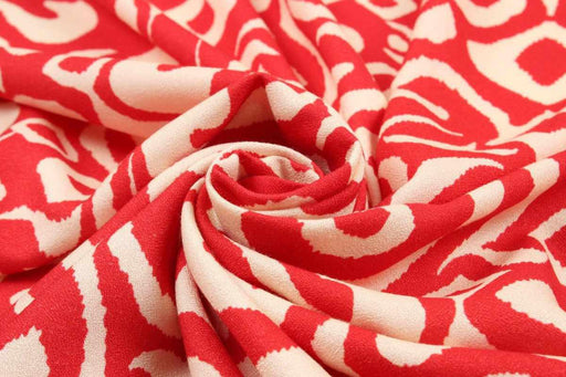 Printed Crêpe Marocain Viscose - Red Damask - M.O.Q 30 Mts-Fabric-FabricSight