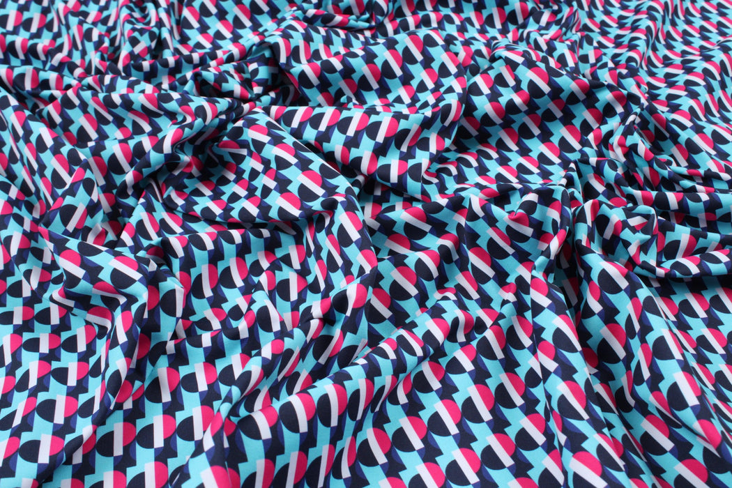 Printed Jersey for Swimwear and Sportswear - Geometric Print (1 Meter Remnant)-Remnant-FabricSight