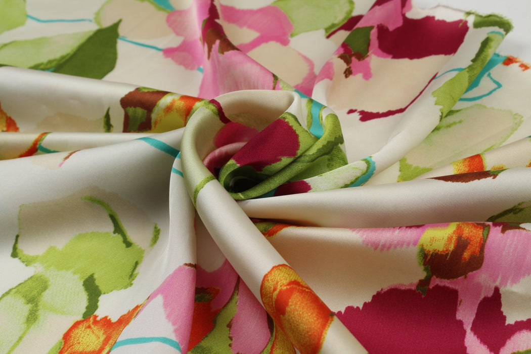 Printed Polyester Satin - Floral Print-Fabric-FabricSight